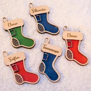 Calza della Befana - addobbo natalizio decorativo con nome 10 cm