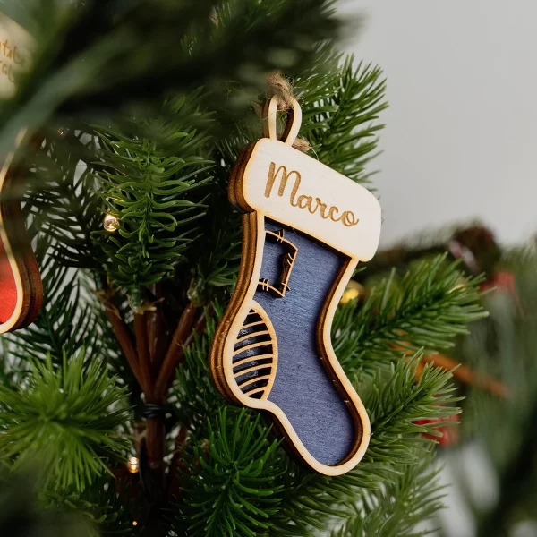 Calza della Befana - addobbo natalizio decorativo con nome 10 cm