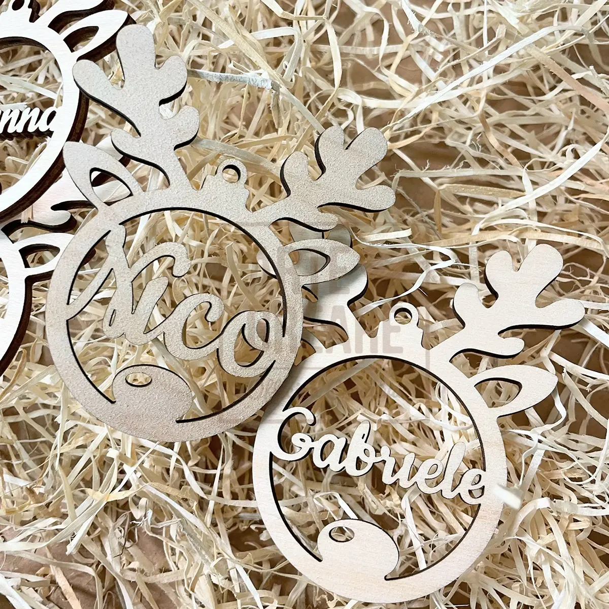 Pallina Renna Con Nome Addobbi Albero Di Natale 8 Cm 2