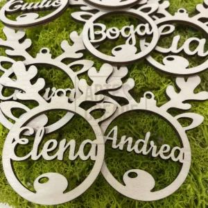 Pallina Renna Con Nome Addobbi Albero Di Natale 8 Cm