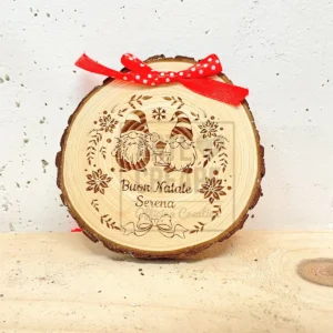 Tronchetto Natalizio In Legno Con Corteccia Da Appendere Fantasia 2