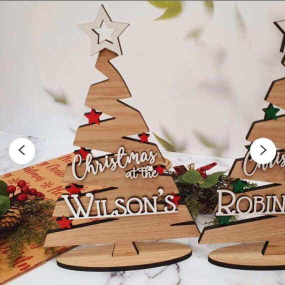 Albero di Natale in legno con frase personalizzabile - addobbo natalizio decorativo