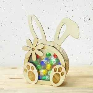 Coniglietto di Pasqua zampette marroni scatola di caramelle e cioccolatini 20 cm