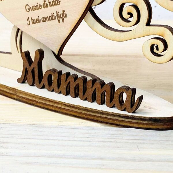 Albero in legno personalizzato con dedica e nomi - regalo maestre, mamma, compleanno 22 cm