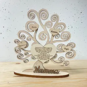 Albero in legno personalizzato con dedica e nomi – regalo mamma 22 cm