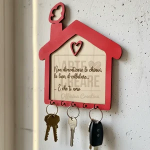 Casetta Appendichiavi Legno Con Scritta Non Dimenticare Che Ti Amo Rossa 1