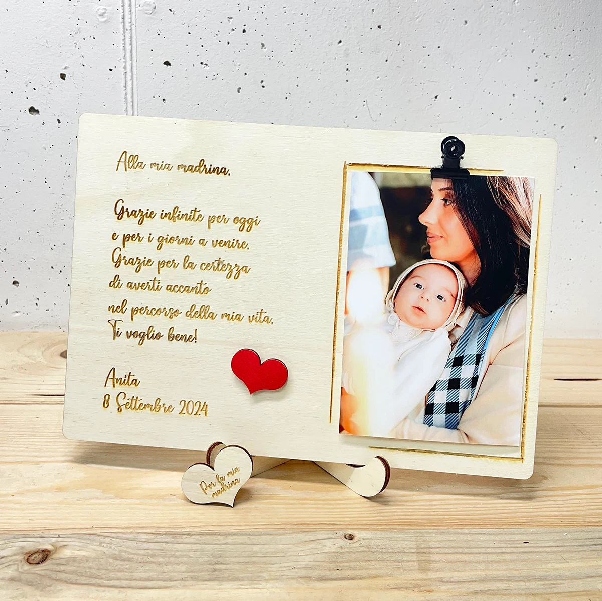 Cornice Portafoto Piatta Madrina Padrino 26 Cm X 18 Cm Battesimo Cresima