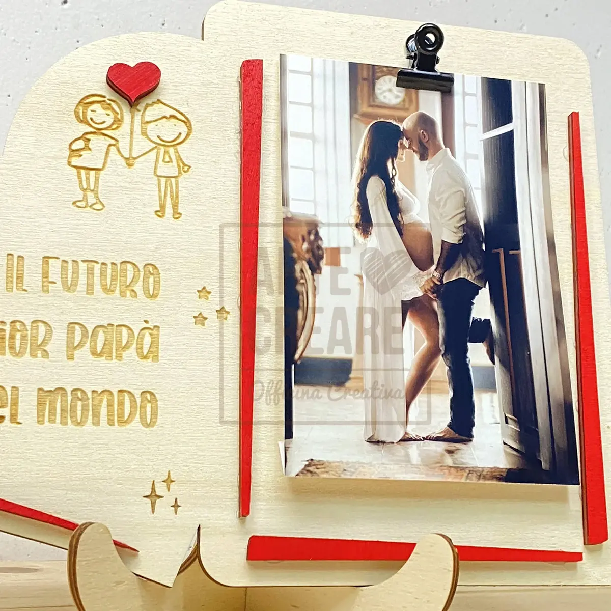 Cornice legno 26cm con scritta Futuro Papà migliore del mondo Artecreare