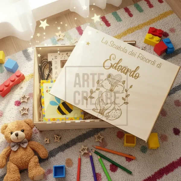 Scatola Dei Ricordi Idea Regalo Personalizzata Per Bambini Grafica Volpe 1