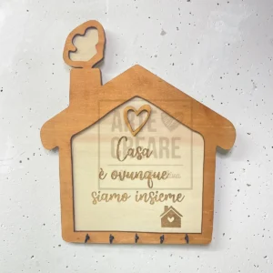 Casetta Appendichiavi Casa è Ovunque Siamo Insieme 22 Cm In Legno