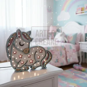 lampada da comodino bambini unicorno Kawaii Wooden Lamp Led