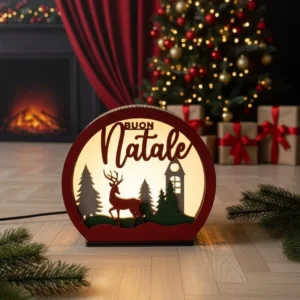 Lampada Natalizia “buon Natale” In Legno – Decorazione Luminosa Per Le Feste Grafica 1