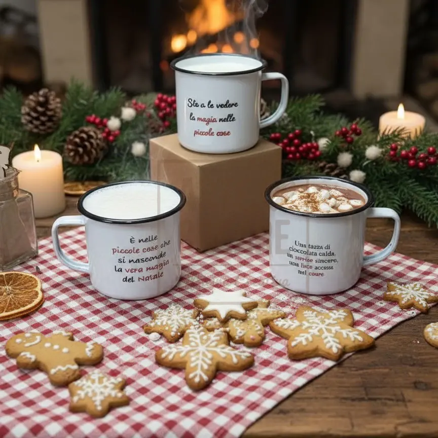 Tazze Natalizie In Metallo Smaltato – Design Festivi – Perfette Per Regali E Decorazioni Natalizie3 1
